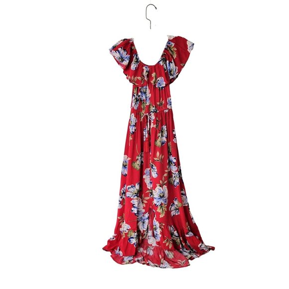 Band of Gypsies Dresses & Skirts - Band Of Gypsies Red Floral Peasant Maxi Dress